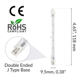 Simba Lighting Halogen R7S 118mm T3 150W Dimmable 1500lm (5 Pack) J Type Linear Double Ended Floodlight Bulb 360° Beam Angle 120V for Work, Security, Landscape Lights, Floor Lamps, Warm White 2700K