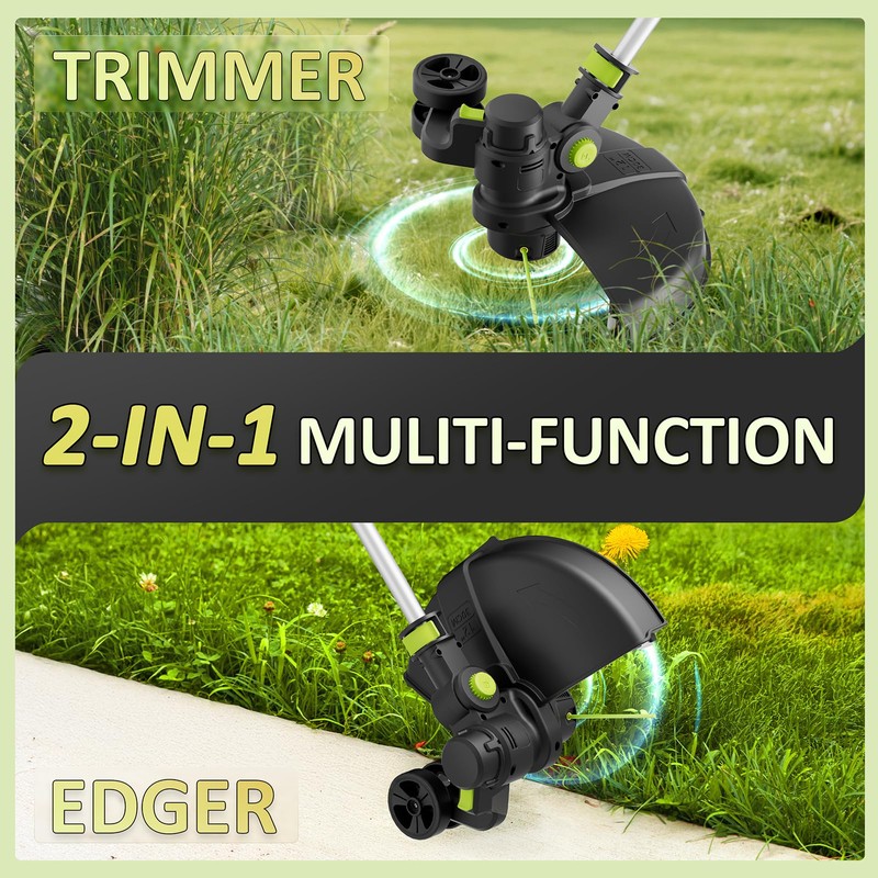 20V Cordless String Trimmer, 2.0Ah Battery Powered with Fast Charger,