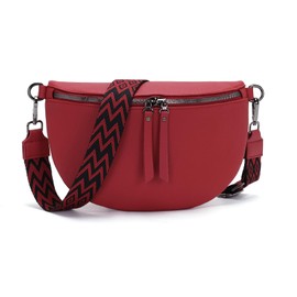 Vezluax 30x20cm Cross Body Bumbags for Ladies Large Bum Bag Stylish Waist Packs Women's Bumbag Fanny Pack for Women Belt Bag with Wide Strap Cherry Red