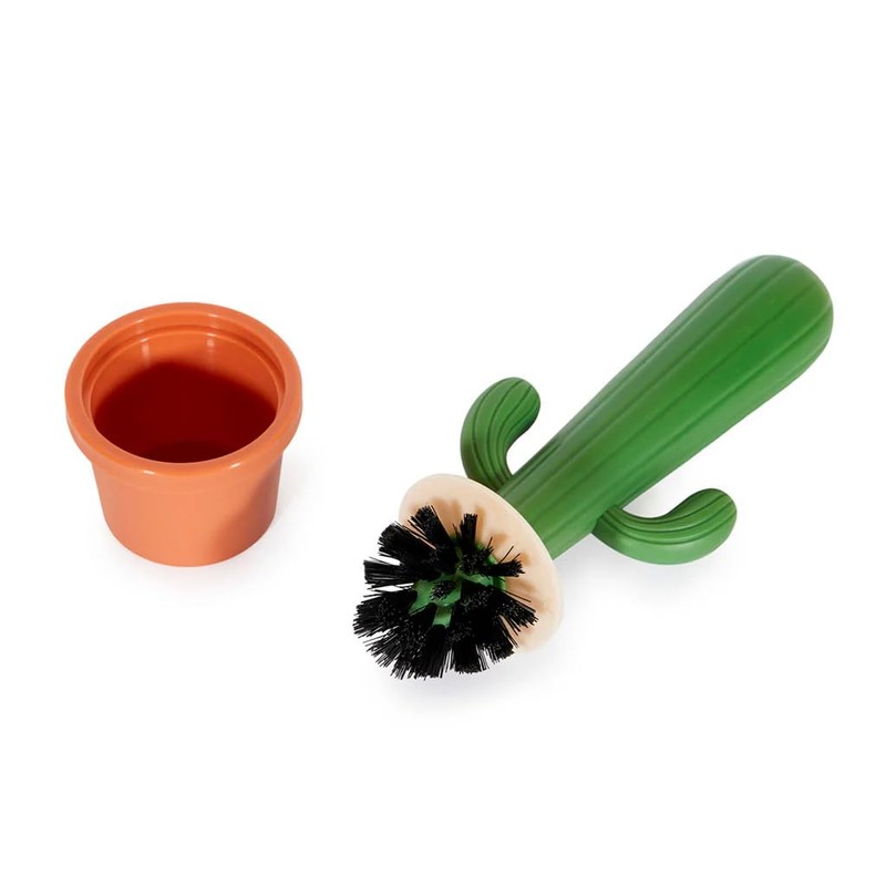 Balvi Cactus Dishwasher Brush Green Cactus Shape and Holder in