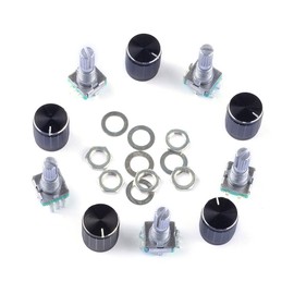 Cylewet 5Pcs 360 Degree Rotary Encoder Code Switch Digital Potentiometer with Push Button 5 Pins and Knob Cap for Arduino (Pack of 5) CYT1100