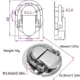 LUORNG 4 Sets Small Round Locks Luggage Hardware Latch Mini Hasp Case Tool Lock Silver 16pcs M3x6 Screws for Purse Wooden Case Gift Box Cosmetic Case Small Wooden Jewelry Box Case