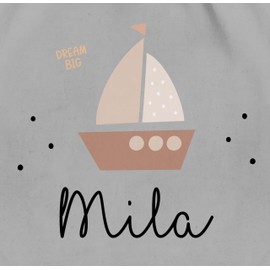 Geschenk mit Namen personalisiert by Shirtracer - Gym Bag Backpack - Cute Sailing Boat Sailor, 01 Light Grey, Unit size