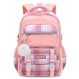Tanou School Bag Girls Backpack Teenagers Breathable Kids Backpack Girls School Backpack 3rd to 9th Grade Kawaii School Bag Kids with Pendant, pink