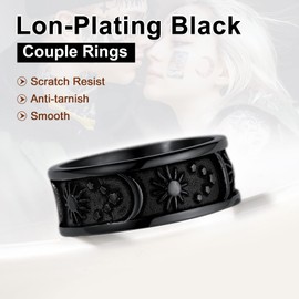 U7 Stainless Steel Rings For Women Star Moon Cool Black Ring Jewellery