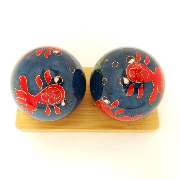 Top Chi Goldfish Baoding Balls with Bamboo Stand (Medium 1.6 Inch)