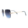 Womens Rimless Oversized Rectangle Designer Fashion Metal Rim Sunglasses Gold