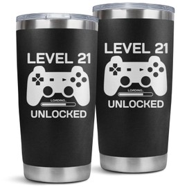 bmxbsk 21st Birthday Gifts Men Women for Him Her 21 Years Old Funny Birthday Gifts Idea Level 21 Unlocked 20oz Tumbler Cup