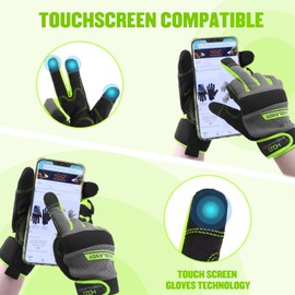HANDLANDY Touchscreen Work Gloves for Men and Women, Utility Working Glove for Yardwork Gardening, Breathable Mechanic Gloves, Green, S