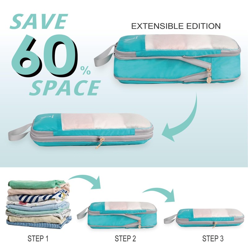 See Through Expandable Compression Packing Cubes, Mesh Travel Packing Cubes