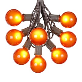 G50 Patio String Lights with 25 Orange Globe Bulbs – Outdoor String Lights – Market Bistro Café Hanging String Lights – Patio Garden Umbrella Globe Lights - Brown Wire - 25 Feet
