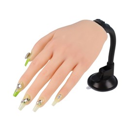 Practice Hand for Acrylic Nails with Stand Bracket, Silicone Fake Hands to Practice Fake Nails Mannequin Hand for Nails Practice and Nail Art Single Left Hand Color 1#