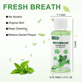 Travel Size Mouthwash Bulk Mini Fresh Mint Portable Mouthwash Individual Bottles 35ml/1.2fl oz for Travel Toiletry Kits (10)