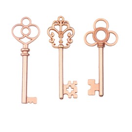 Aokbean Mixed Set of 30 Large Skeleton Keys in Rose Gold - Set of 30 Keys