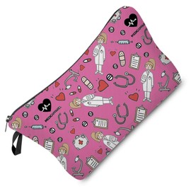 Livel lhood Pink Nurse Doctor Makeup Bag Cute Small Oragnizer Bag Travel Toiletry Zipper Pouch Graduation Present Pink Nurse Doctor Cosmetic Bag for Nurses Women Friends