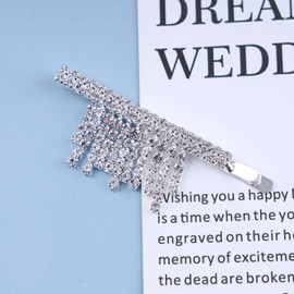 Andelaisi Vintage Rhinestone Hair Clip Silver Crystal Wedding Hair Barrettes Vintage Crystal Tassel Hairpin Barrette Sparkly Cz Hair Pins Hairclip Decorative Bobby Pins Crystal Wedding Headpieces