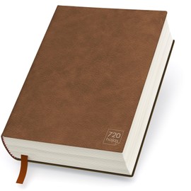 Cuaderno Hojas Blancas A5 Notebook, Ligutec 360 Hojas 72 GSM Libreta de Notas Flexible para Agenda Sketchbook Diario Journal Dibujo con Funda impermeable y Cinta de Cuero Suave Marrón (21 * 15 Cm)