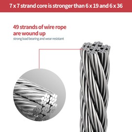 26ELE Picture Hanging Wire - 50lb Heavy Duty Stainless Steel Wire Rope for Hanging Picture Frame, Mirror & Wall Art - 100Feet with 20PCS Aluminum Crimping Sleeves