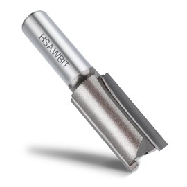 hsawbit Straight 2-Flute Router Cutter, 1/2 Inch Shank, 12mm Cut Diameter & 30mm Cut Length, Flush Trim Router Bit for Woodworking