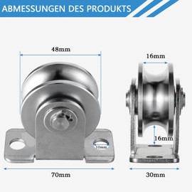 KCNOFNC 48 mm pulley steel cable, pulley for ropes, pulley with 2 ball bearings, 1 piece