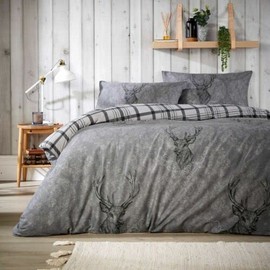 INSAFIANS Highland Stag Duvet Cover Set with Pillow cases (Grey,King)