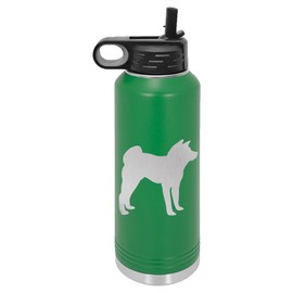 Akita Dog Insulated Water Bottle | Stainless Steel | Akita Dog Lover | Akita Gifts (20 oz, Green)