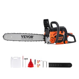 VEVOR Gas Chainsaw 58CC 20" 3.22HP Gasoline Powered Handheld Cordless Petrol Chain Saw for Tree Wood Branch Cutting, Land Clearing, Farm Garden Ranch - Blade Size: 52CC 18inch