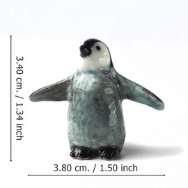 ZOOCRAFT Penguin Figurine Ceramic Animal Miniature Handcrafted Gift Garden Decor DIY Craft Design Collectible, Gray, 0.7 x 1.5 x 1.3 inches