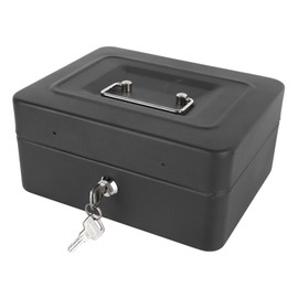 Cash Box Practical Large Storage Space Secure High Hardness Cash Saving Organizer Box for Shopping Malls Cafes Medium Black Key Type