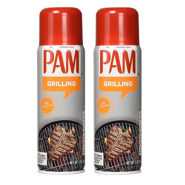 Pam No-Stick Cooking Spray - Grill - For High Temperature - Net Wt. 5 OZ (141 g) Each - Pack of 2