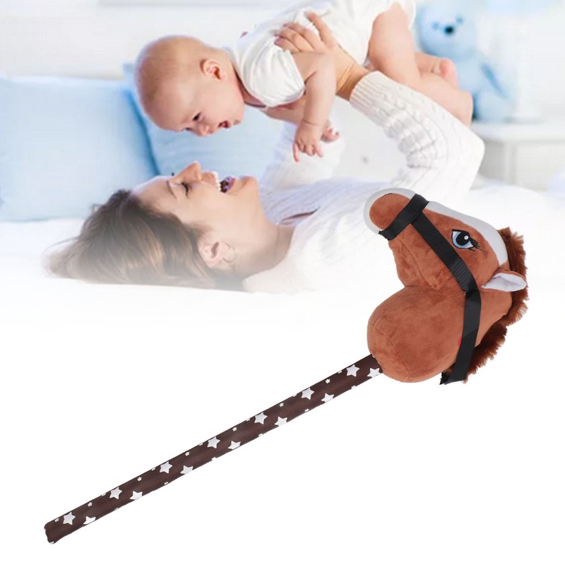 70cm Height Plush Horse Stick Toy Cute Expression 2 Sound