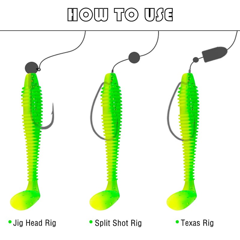 FREE FISHER 40 Pcs Soft Fishing Lures Swimbaits Paddle Tail