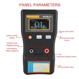 Candeon ESR Capacitor Tester, MESR-100 Digital Capacitance Meter ESR Meter Capacitor Tester, Auto Ranging ESR Capacitance Meter Low Ohm Meter for Measuring the Capacitive Resistance Circuit