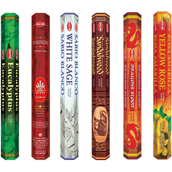HEM Assorted Hexa Combo Incense Sticks (6 Premium Fragrances)