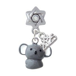 Delight Jewelry Resin Koala Bear - Silver-tone Clear Star of David Charm Bead Dangle with Mini 2025