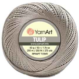Frida's Wollhaus YarnArt 50g Tulip Crochet Yarn Fillet Yarn Microfiber Shiny Silky 49 Colors (438 | Beige)
