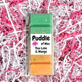 Puddle of Wax - Thai Lime & Mango Soy Wax Melt Snap Bar - 50g - Fruity Scent - Vegan Friendly - Made in the UK