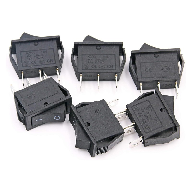 RuoFeng 15A 250V/20A 125V 3 Pin AC Rocker Switch KCD3