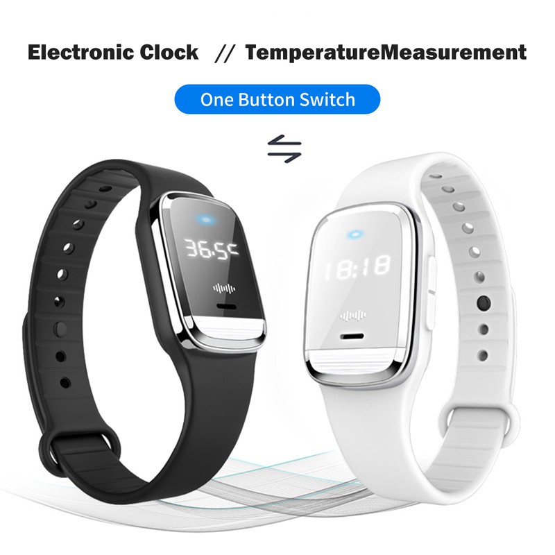 Temperature Measurement Bracelets Ultrasonic Mosquito Repellent Bands Non-Toxic Deet Free