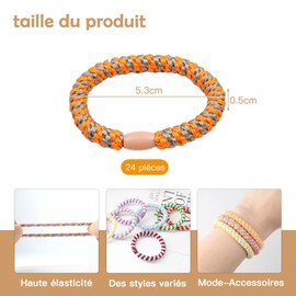 ZOCONE 24 Stück Haargummis für Damen, mehrfarbig, geflochten, modisch, elastisch, elastisch, Pferdeschwanz, modisch, für dickes und lockiges Haar (A)