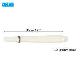 PATIKIL 45mm Plastic Dart Shafts, 15 Pack Medium 2BA Thread Dart Stems Replacement Dart Accessories, White