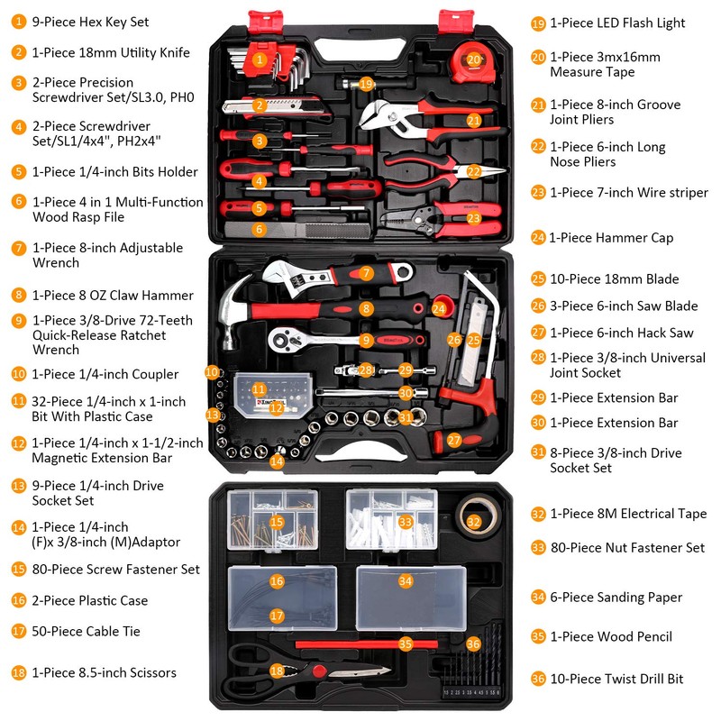 KingTool 325 Piece Home Repair Tool Kit, General Home/Auto Repair