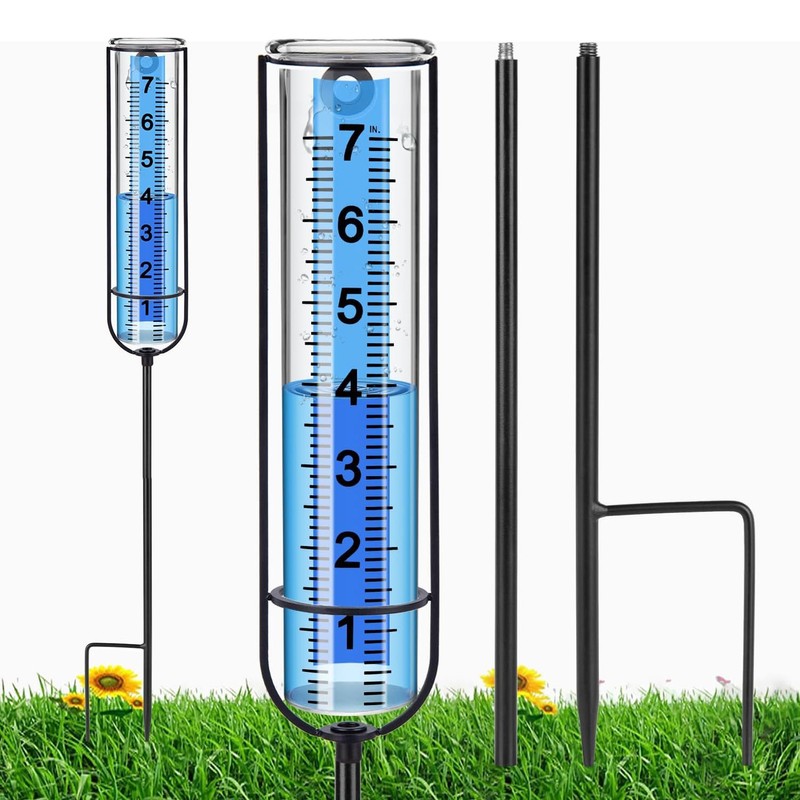Rain Gauge 7 Inch Capacity Detachable Rain Measuring Gauge with