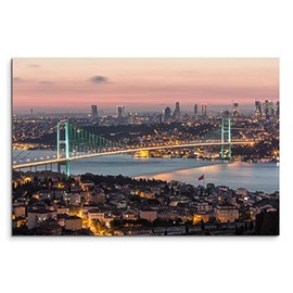 Sinus Art Canvas Picture 120 x 80 cm Urban Photography - Legendary Bosphorus Bridge in Istanbul