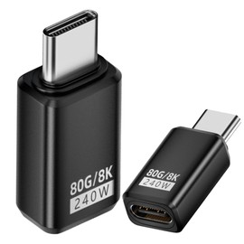 MISYNLON 240W 80Gbps USB C Adapter, Thunderbolt 5 USB C Adapter, Type C Male to Female Extender 8K@60Hz, 120Gbps Video Bandwidth, for Phone 15/16, VR,TV,Laptop, Carplay-2Pack (Straight)