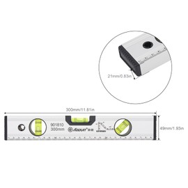 Smgda Level 300mm Precision Magnetic Level Ruler Aluminum Alloy Leveler Spirit Level Measuring Tool Blister Design and Mm Scale for Construction Carpenter