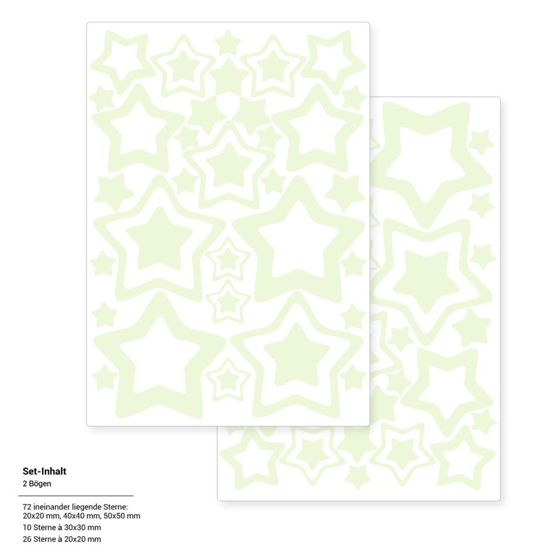 Wandkings Sterne XL-Set, 108 Sticker, extra starke Leuchtkraft, Wandsticker Leuchtaufkleber,