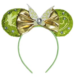 Viwind Bow Ear Headbands for Women, Sequin Tinker Bell Mouse Ear Headbands for Adult