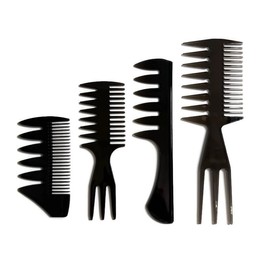 Professional Hair Styling Comb Set of 4 PCS for Multiple Hairstyles, Wide Tooth Detangling Combs,Double Side Tail Barber Tool for Men Women Beard Hairstylist Tools, Black