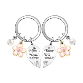 Casxyue Pack of 2 Mum Daughter Keyrings Mother's Day Gift for Mother from Daughter Mum Gifts Birthday Gift for Mum Christmas Gifts, silver